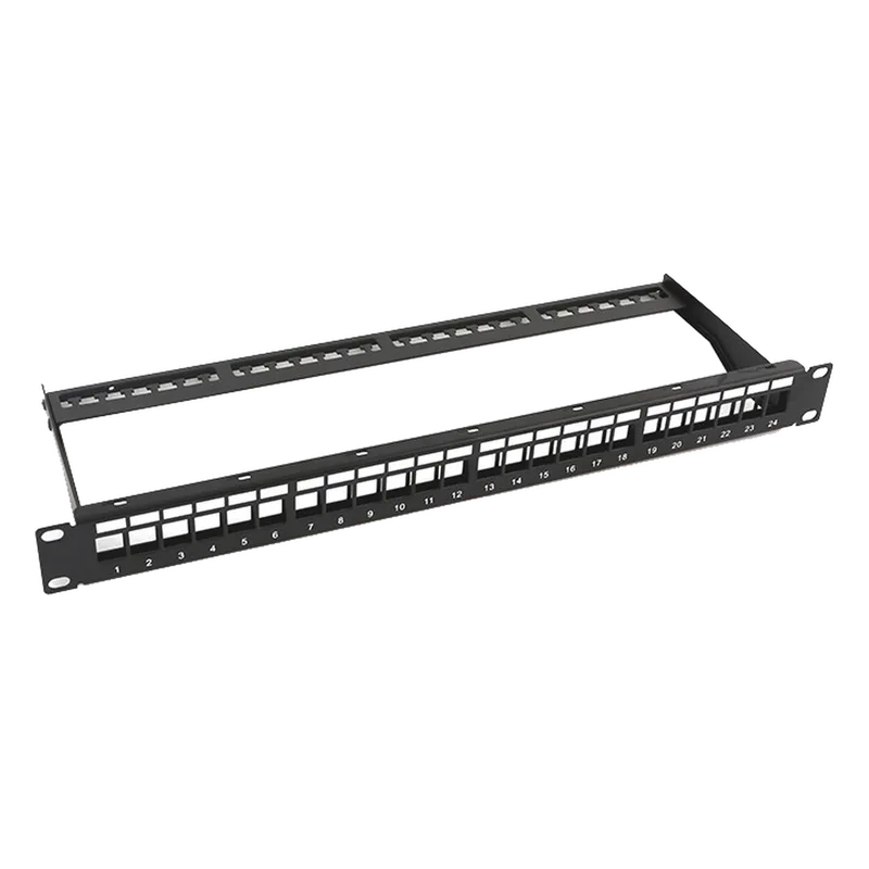 Patch Panel Modular sin Blindaje de 24 Puertos, 1U, con Barra para Organizar Cable LINKEDPRO BY EPCOM LP-PP-23-UTP-BK-24P