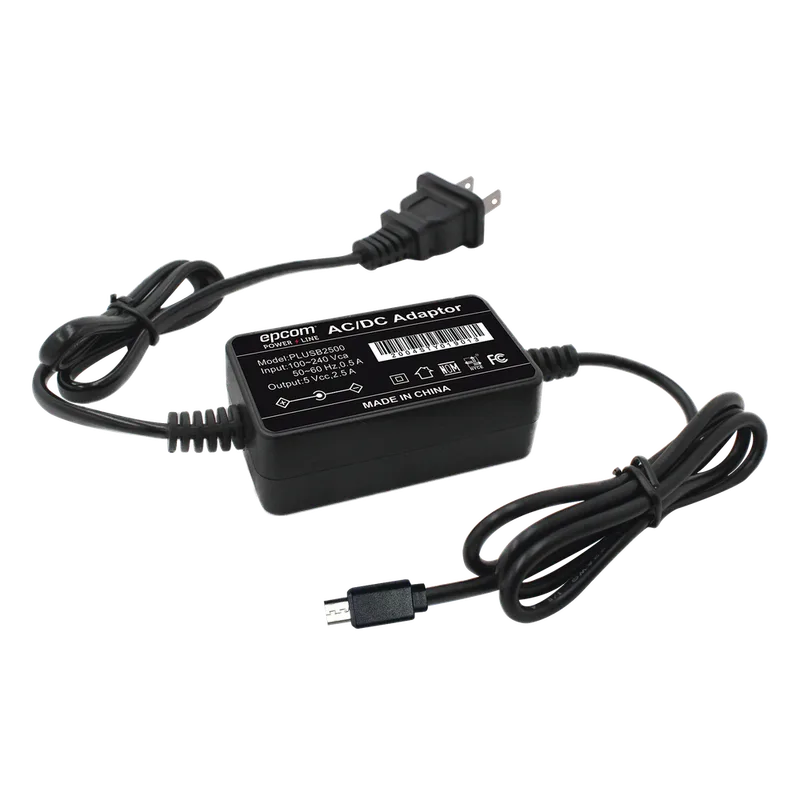 Cargador Micro-USB Profesional de 5 Vcc, 2.5 A para Celulares, Tabletas y Radio PKT-03 / Voltaje de Entrada de 100-240 Vca EPCOM POWERLINE PLUSB2500