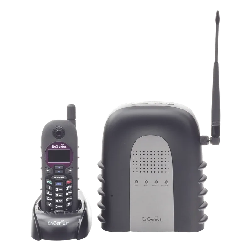 Sistema Telefónico IP de Largo Alcance / Hasta 23000 m² en Almacenes / Hasta 12 km² en Granjas o Ranchos / 12 Pisos de Penetración / Función de Radio de 2 Vías/ Hasta 10 cuentas SIP ENGENIUS DURAFON-SIP