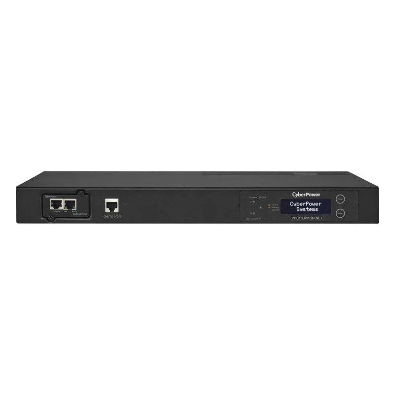 PDU ATS (Fuente Redundante Auto-transferible) Monitoreable, Para Distribución de Energía, 2 Entradas 120 Vca NEMA5-15P, Con 10 Salidas NEMA 5-15R, Horizontal 19in, 1UR CYBERPOWER PDU15SW10ATNET