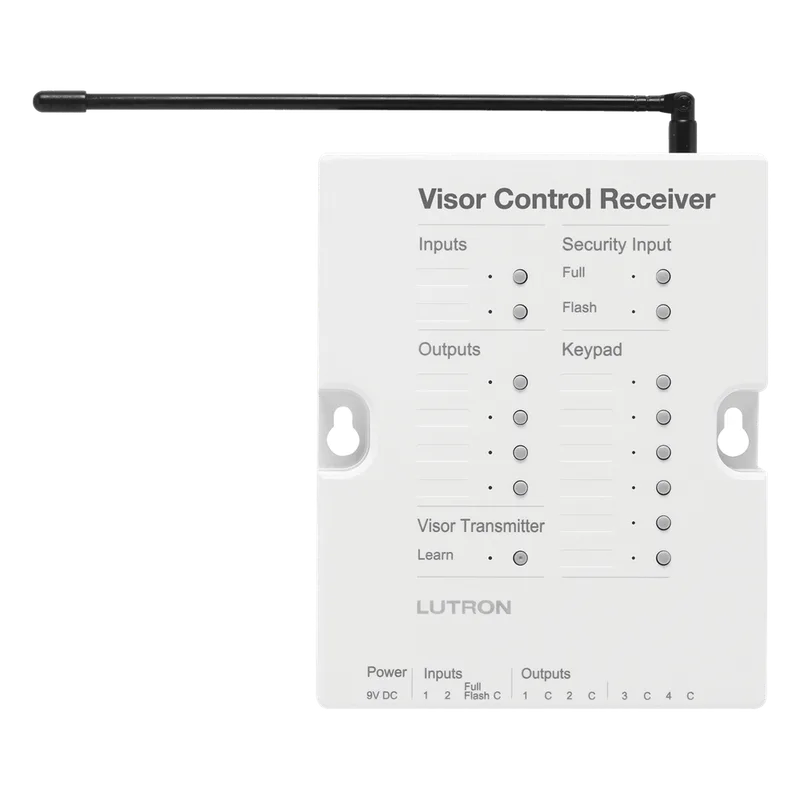 Receptor de control de visera para RadioRA 2 con 4 salidas de contacto seco para puertas de garaje o portones y entrada de seguridad, color blanco LUTRON ELECTRONICS RRDVCRXWH