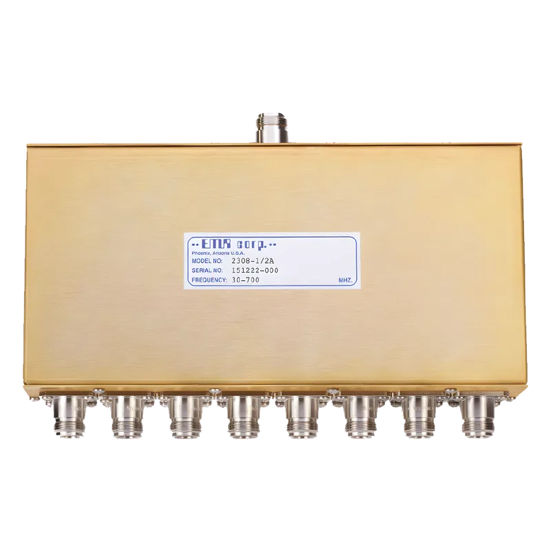 Divisor de Potencia EMR de 8 Vías, 30-700 MHz, 0.5 Watt, Conectores N Hembra. EMR CORPORATION 2308-0/2A
