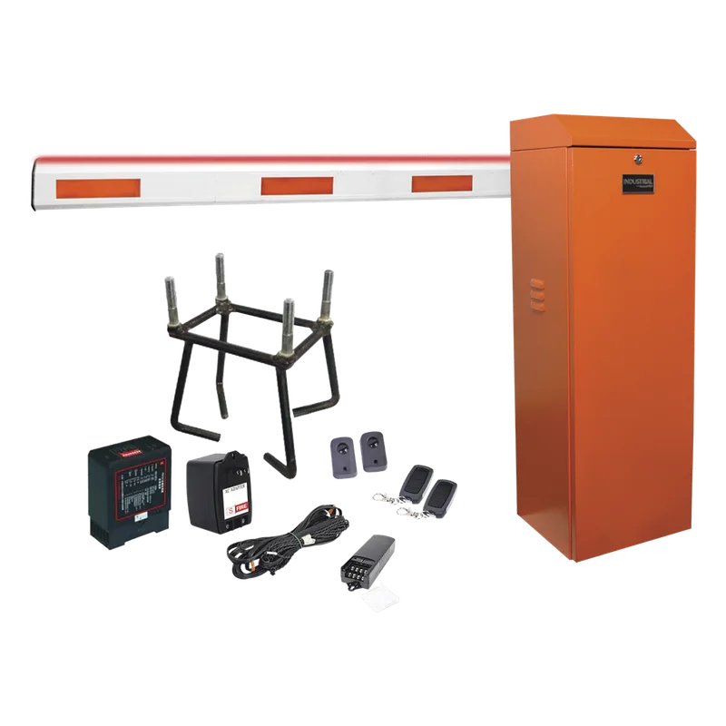 Kit COMPLETO Barrera Izquierda XB NARANJADA / 3M / Iluminacion LED Rojo-Verde / Incluye Sensor de masa, Transformador, Lazo, Ancla, Fotoceldas y 2 Controles Inalámbricos ACCESSPRO KIT-XBF-LED-LN