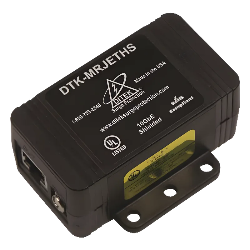 Protector de un solo canal 10GbE para sistemas de CCTV , Ideal para protección de cableado categoría CAT5e, CAT6 y CAT6A. DITEK DTK-MRJETHS