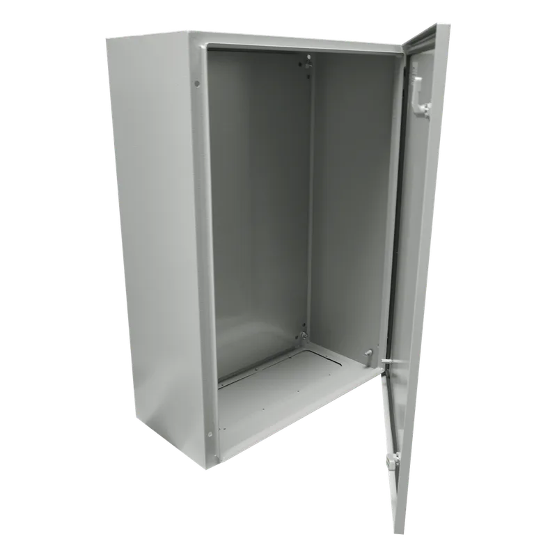 Gabinete de Acero IP66 Uso en Intemperie (400 x 600 x 200 mm) con Placa Trasera Interior Metálica y Compuerta Inferior Atornillable (Incluye Chapa y Llave). PRECISION PST-4060-20A