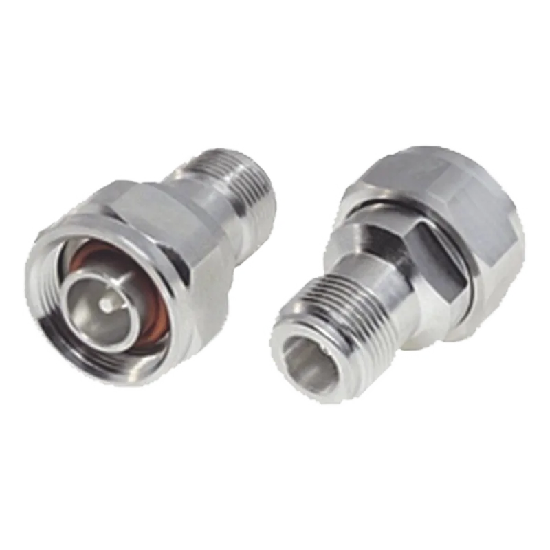Adaptador en Línea, de N Hembra a (Mini) DIN 4.1-9.5 Macho, PIM -155 dBc, Bronce Blanco/ Plata/ Teflón. RF INDUSTRIES,LTD RFN-1046-4