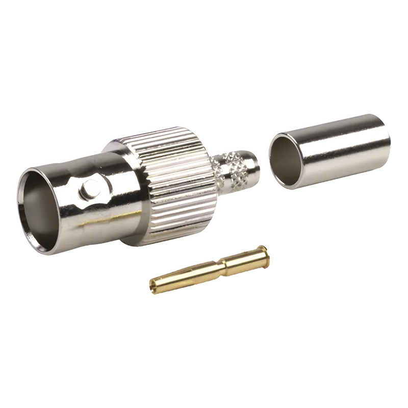 Conector BNC Hembra de Anillo para Cables RG-8/X, LMR-240, 9258, Níquel/ Oro/ Delrin. RF INDUSTRIES,LTD RFB-1124-1X