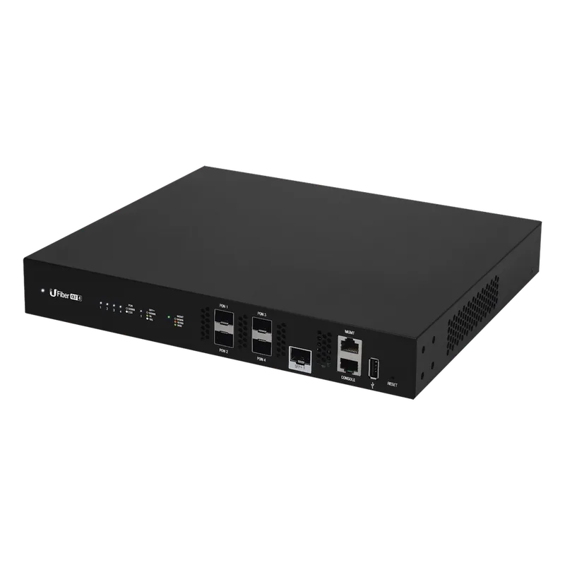 UFiber GPON OLT, Terminal de línea óptica hasta 512 ONUs concurrentes, con 4 puertos SFP GPON + 1 puertos SFP+ 10 G UBIQUITI UF-OLT-4