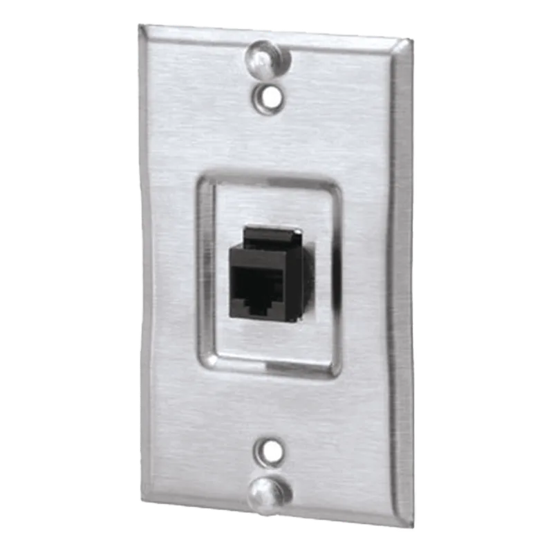 Placa de Pared Telefónica, Salida de 1 Puerto Keystone, Con Jack Cat5e Estilo TP, de Acero Inoxidable PANDUIT KWP5EY