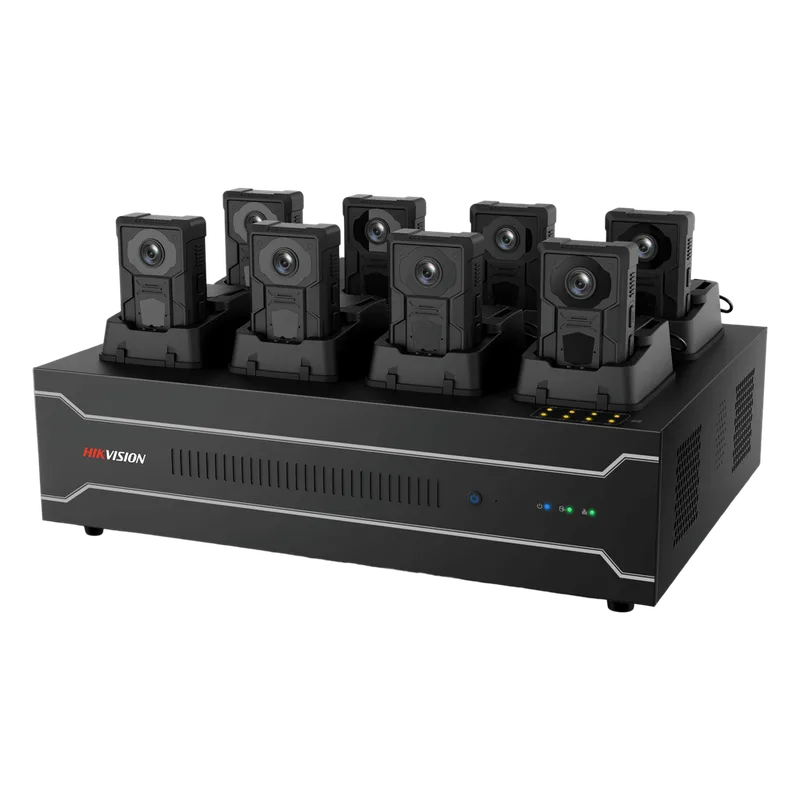 Estación de Acoplamiento para Cámaras Corporales DS-MH4172I / Carga y Recopilación de Datos para 8 Cámaras / 4 HDD de 2 TB a 6 TB / Interfaz USB 3.0 y Ethernet / Compatible con Windows 10 HIKVISION