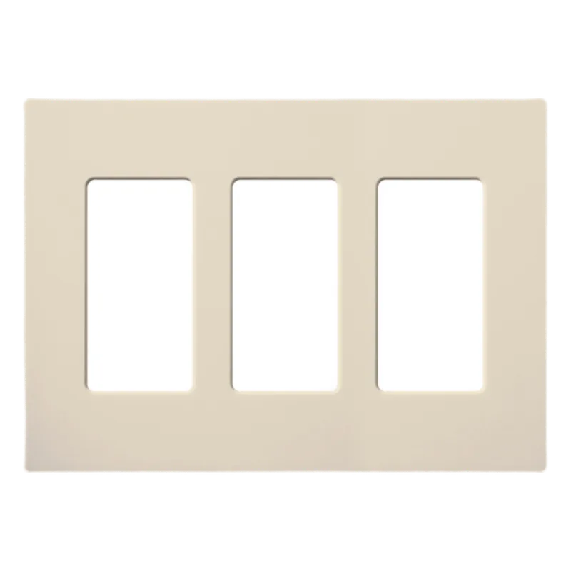 Placa de pared Claro de 3 espacios sin tornillos visibles, para atenuadores, apagadores y sensores Lutron con apertura estilo Designer, acabado brillante almendra claro LUTRON ELECTRONICS CW3LA