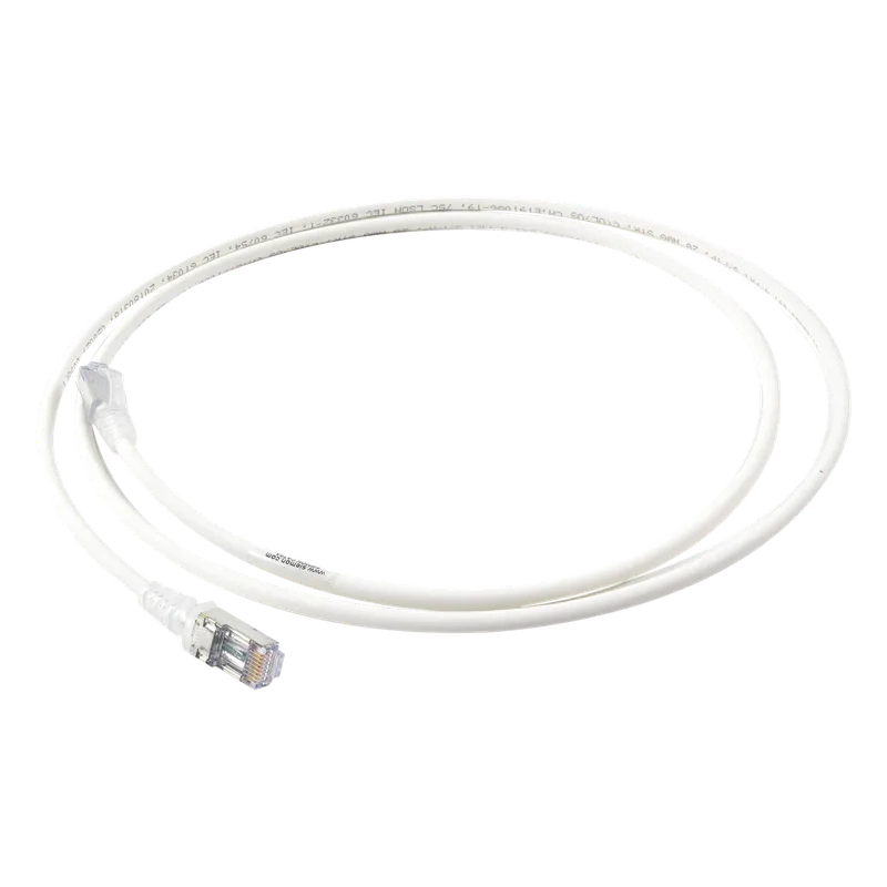 Patch Cord Skinny Cat6A Blindado S/FTP, 1.52 Metros (5 Pies), Diámetro Reducido 28 AWG, Color Blanco SIEMON SP6A-S05-02