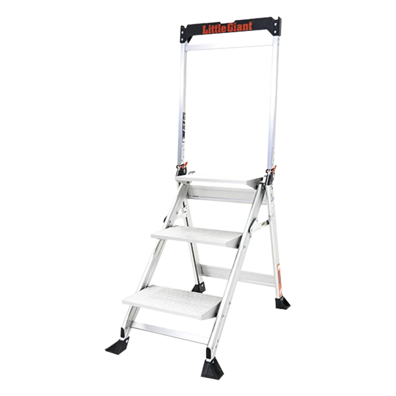 Escalera de Tijera con Punto de Apoyo Anti-caídas de 0.67 m (Nivel de Pie), con Peldaños JUMBO, (SKU 11903). Little Giant Ladder Systems JUMBO-STEP-3WHR