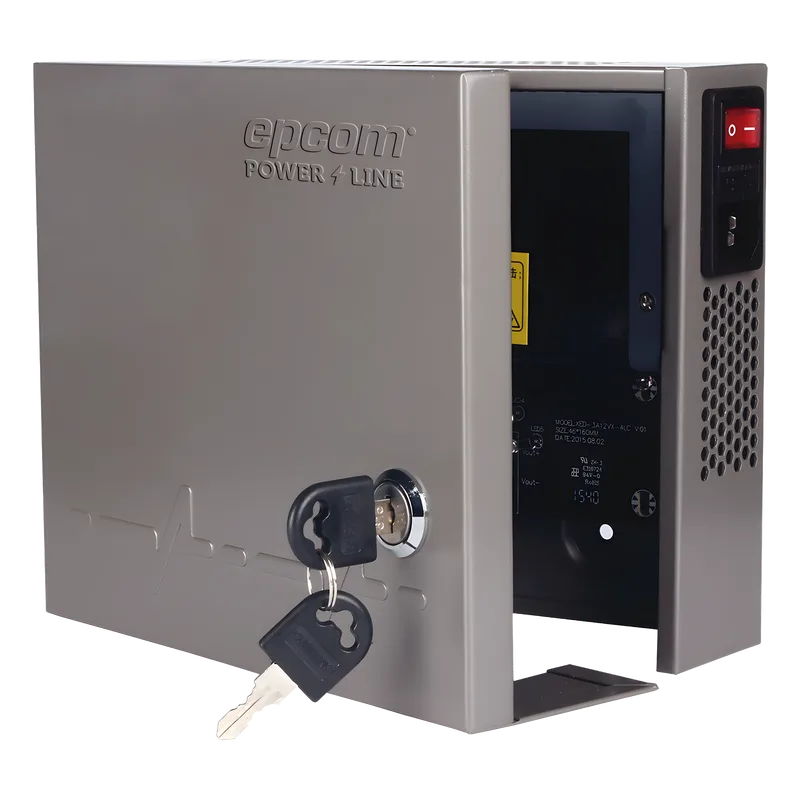Fuente de alimentación de ALTO RENDIMIENTO de 11 - 15 Vcc @ 6 Amper, con capacidad de 4 a 8 cámaras , con voltaje de entrada de: 85-264 Vca EPCOM POWERLINE PLEX46A