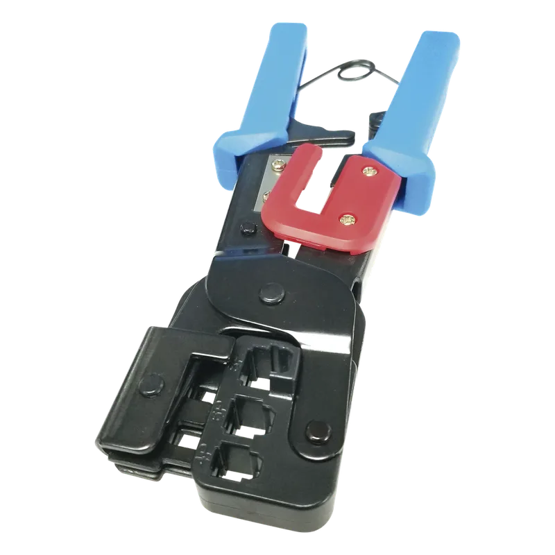 Pinza para Plegar Conectores con Cavidades para RJ45 (8P8C), RJ11 (6P4C) y RJ9 (4P4C). Mecanismo para Plegado Asegurado. EPCOM POWERLINE EP-376M