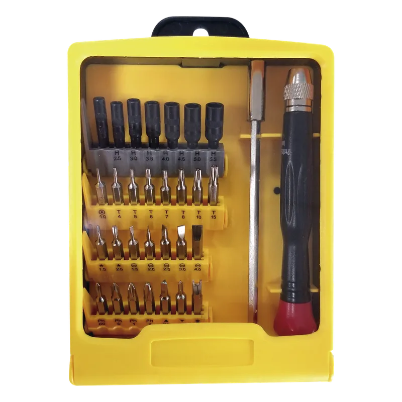Juego de 31 Destornilladores de Precisión (puntas) con Mango y Extensor. EPCOM POWERLINE EP-PD31