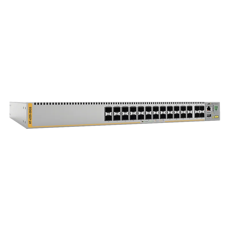 Switch de fibra óptica capa 3, 28 puertos 100/1000X SFP Gigabit ALLIED TELESIS AT-X220-28GS-10