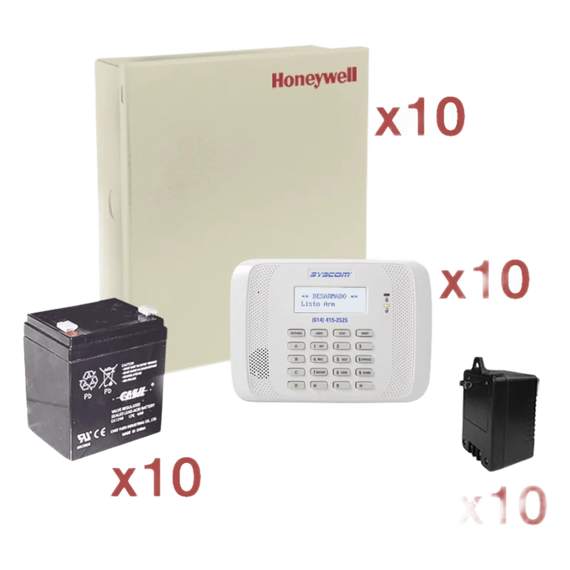 Kit de 10 paneles de alarma cableados de 8 zonas con teclado inalámbrico, batería y transformador, para instaladores HONEYWELL HOME RESIDEO VISTA48-KIT10