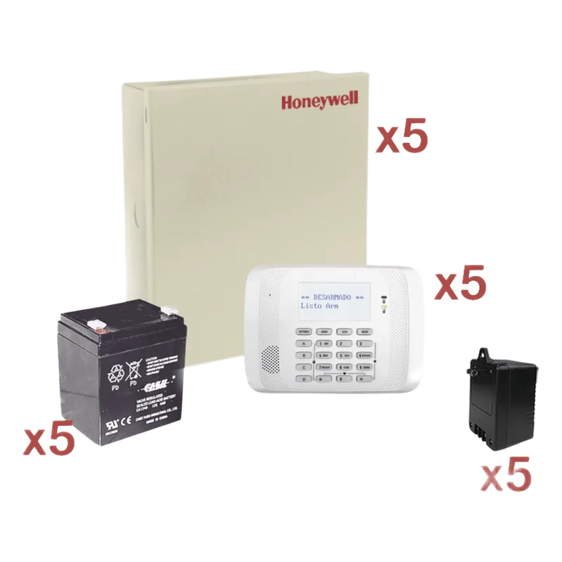 Kit de 5 paneles de alarma cableados de 8 zonas con teclado inalámbrico, batería y transformador, para instaladores HONEYWELL HOME RESIDEO VISTA48-KIT5