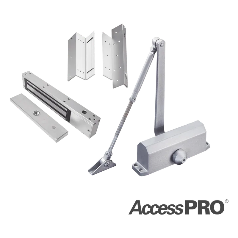KIT INC CHAPA MAGNETICA DE 600LBS / MONTAJE TIPO Z Y L / CIERRA PUERTAS AccessPRO KITACCESS600