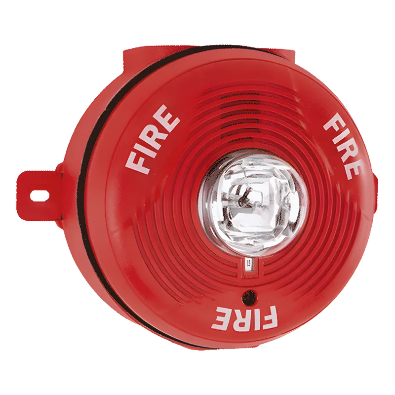 Sirena con Lámpara Estroboscópica para Exterior, Montaje en Techo, Nivel de Candelas Seleccionable, Color Rojo SYSTEM SENSOR PC2R-K
