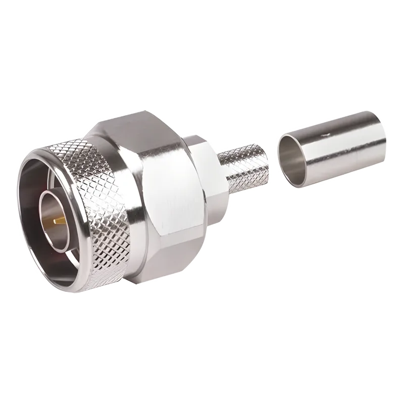 Conector N Macho Hex, de Anillo Plegable y Pin Cautivo para cables RG-8/X, LMR-240, Ni/Au/Teflón. RF INDUSTRIES,LTD RFN-1006-9X