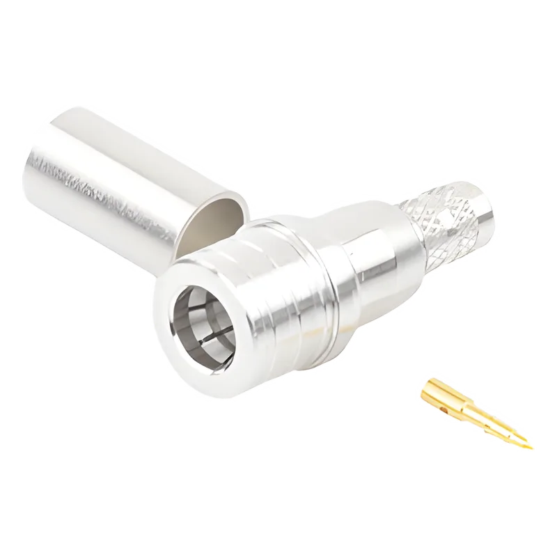 Conector QMA (Quick Mate) Macho, Anillo Plegable para RG-8/X, LMR-240, Bronce Blanco/Oro/Teflón. RF INDUSTRIES,LTD RQA-5000-X