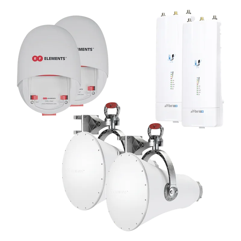 Enlace completo para Backhaul en 5 GHz hasta 1 Gbps con radios AF5XHD de Ubiquiti y Ultra Horn, ultra rechazo al ruido para enlaces largos, sin perdidas UH-AF5XHD