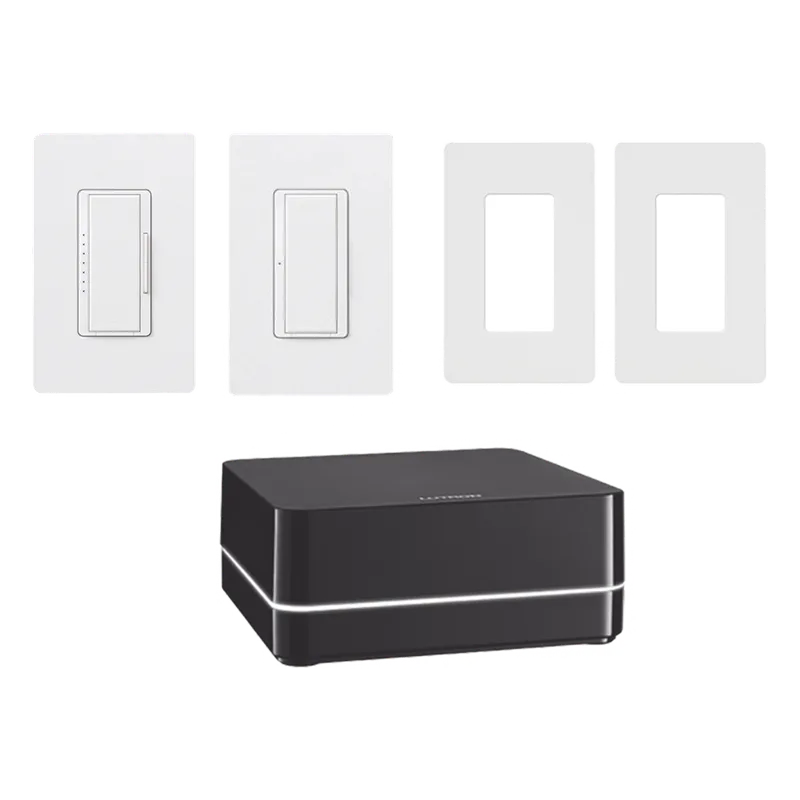 Kit de control de iluminación RA2 Select con repetidor principal, atenuador de 600 W, interruptor de 8 A y dos placas Claro, control desde la app Lutron y asistentes de voz LUTRON ELECTRONICS KITRA2SELECT1