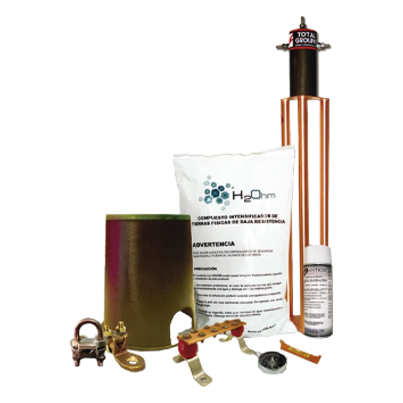 Kit de Tierra Física con Electrodo TG100AB y accesorios de instalación. TOTAL GROUND KIT-MASTER-100AB