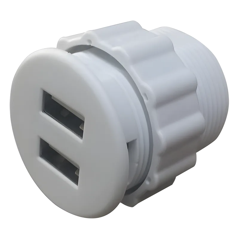 Mini Empotrable Redondo Color Blanco con 2 Puertos USB, con Cable THORSMAN USB-MINI-REDW