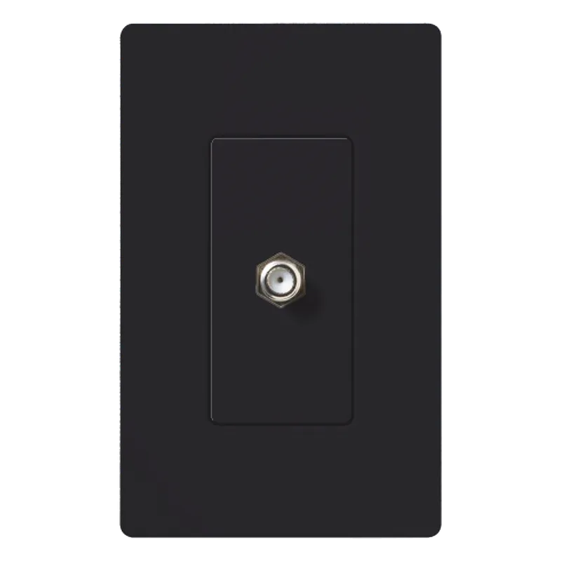 Salida de pared para cable coaxial con conector tipo F de 75 ohms, un puerto, apertura tipo designer, línea Satin Colors color Midnight LUTRON ELECTRONICS SCCJMN