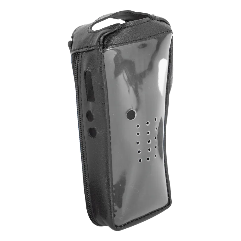 Funda Reforzada de piel con frente transparente para radios TK-2212, TK-2212L, TK-3212 y TK-3212L. FSM-TK-2212T
