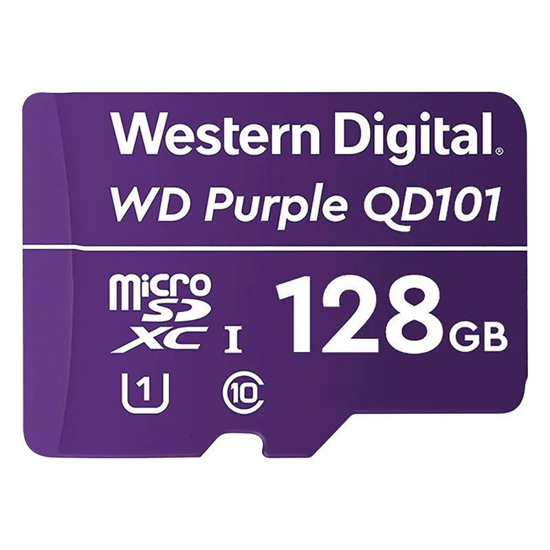 Memoria microSD de 128 GB PURPLE, Especializada Para Videovigilancia, 10 VECES MAYOR DURACIÓN, 3 AÑOS DE GARANTIA Western Digital (WD) WD128MSD