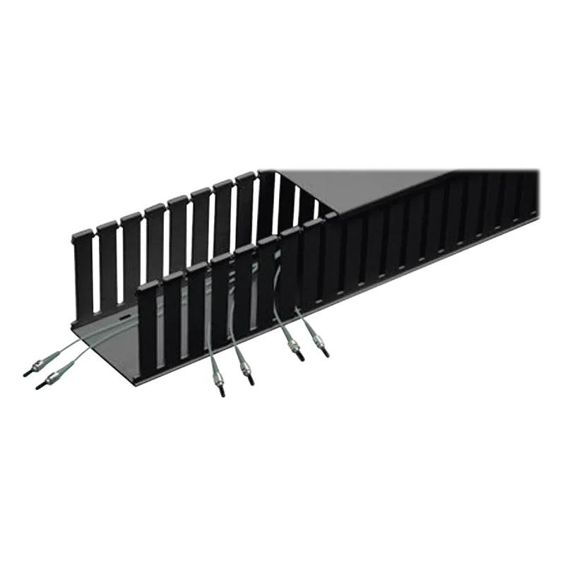 Canaleta Ranurada de PVC sin Tapa, Fiber-Duct™, 4 in de Ancho, 4 in de Alto y 1828.8 mm de Largo, Color Negro PANDUIT E4X4BL6