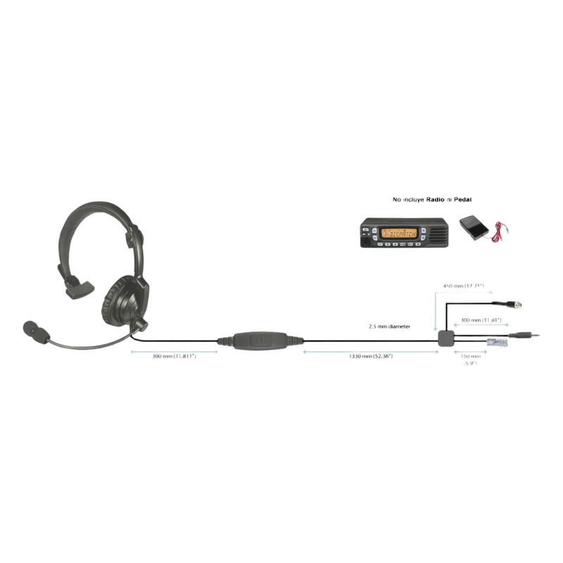 Diadema ligera de 1 auricular acolchonado para radios móviles Kenwood con cancelación de ruido PRYME HLPSALM01J
