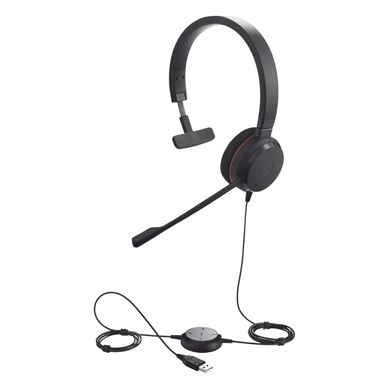 Jabra Evolve 20 Mono con conexión USB, micrófono con cancelación de ruido de ultima generación, configuración Plug and Play (4993-829-209) EVOLVE-20-MONO-UC