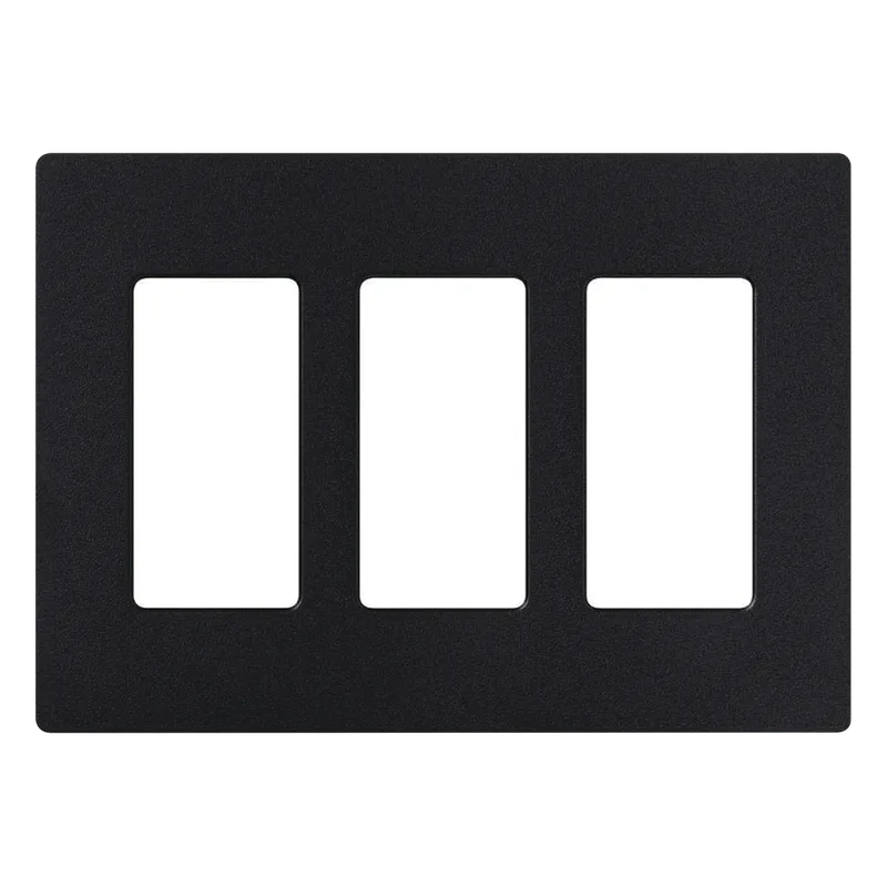 Placa de pared Satin Colors de 3 espacios sin tornillos visibles, acabado satinado color Midnight, para atenuadores, apagadores y accesorios Lutron de apertura Designer LUTRON ELECTRONICS SC-3-MN