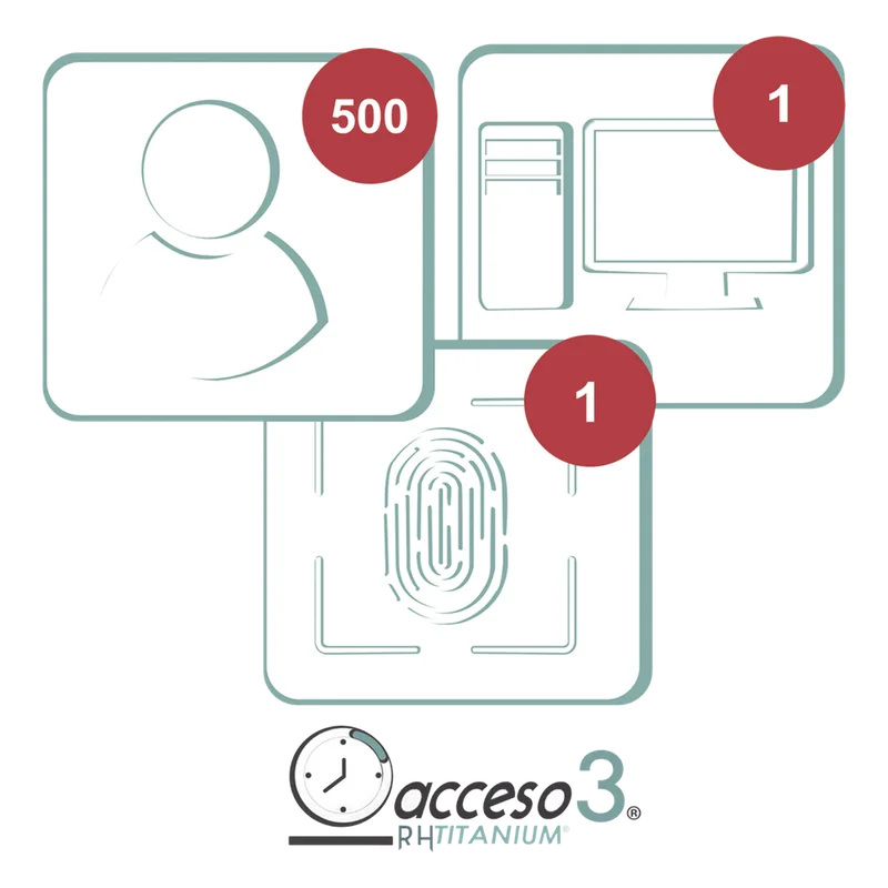 [BAJO PEDIDO] Licencia de 3 años para software Acceso3 TITANIUM / 500 Empleados / 1 reloj / 1 PC / Compatible con SISTEMAS DE NOMINA ACCESSPRO TITANIUMCERO-3A