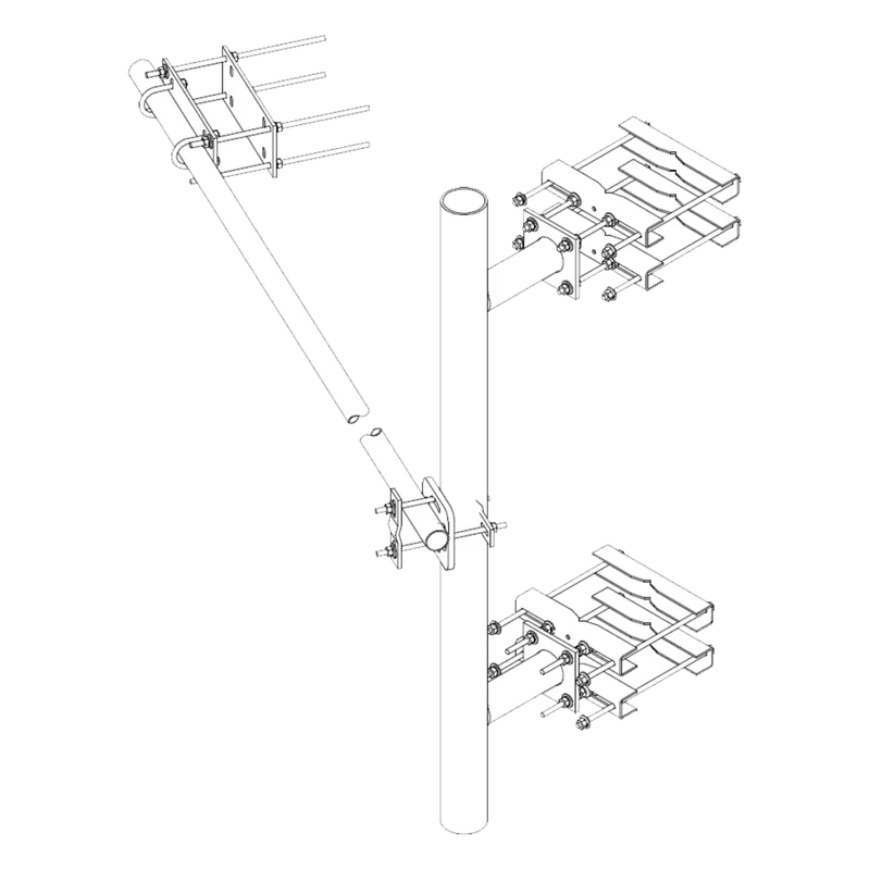 Montaje Lateral Reforzado con 30 cm de Separación . Mástil de 4-1/2" x 72" (114 mm x 1.8 m). Trylon TRY-ST-HD-025