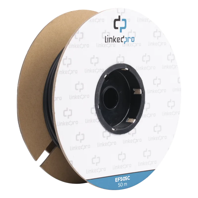Carrete de Fibra Óptica Monomodo con Conectores SC-SC Duplex, Reforzada con Kevlar, de 50 Metros (164.04 Pies), Para Instalaciones Subterráneas por Tubería LINKEDPRO BY EPCOM EF-50-SC