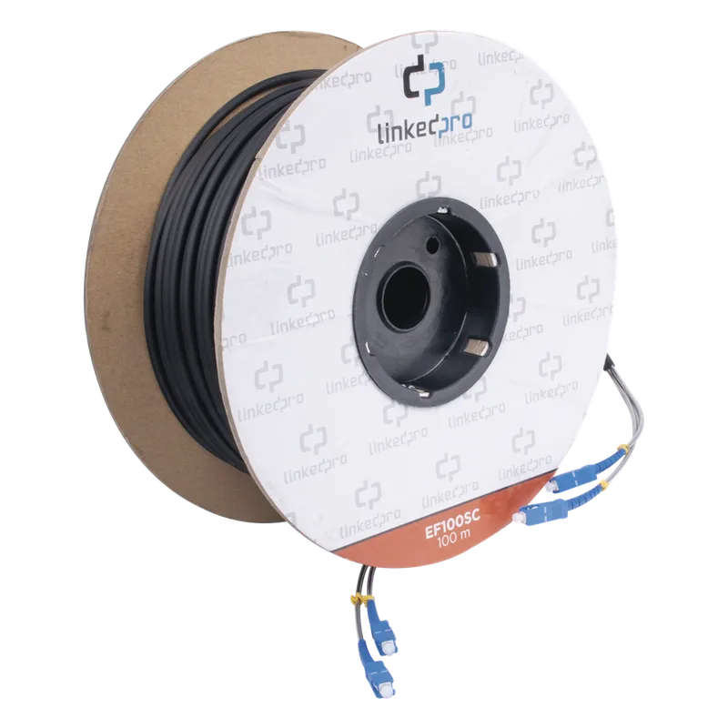 Carrete de Fibra Óptica Monomodo con Conectores SC-SC Duplex, Reforzada con Kevlar, de 100 Metros (328.08 Pies) LINKEDPRO BY EPCOM EF-100-SC