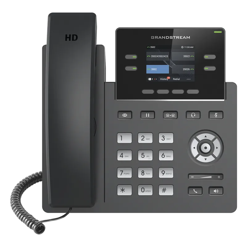 Teléfono IP Grado Operador, 4 líneas SIP con 2 cuentas, pantalla a color 2.4", codec Opus, IPV4/IPV6 con gestión en la nube GDMS GRANDSTREAM GRP-2612