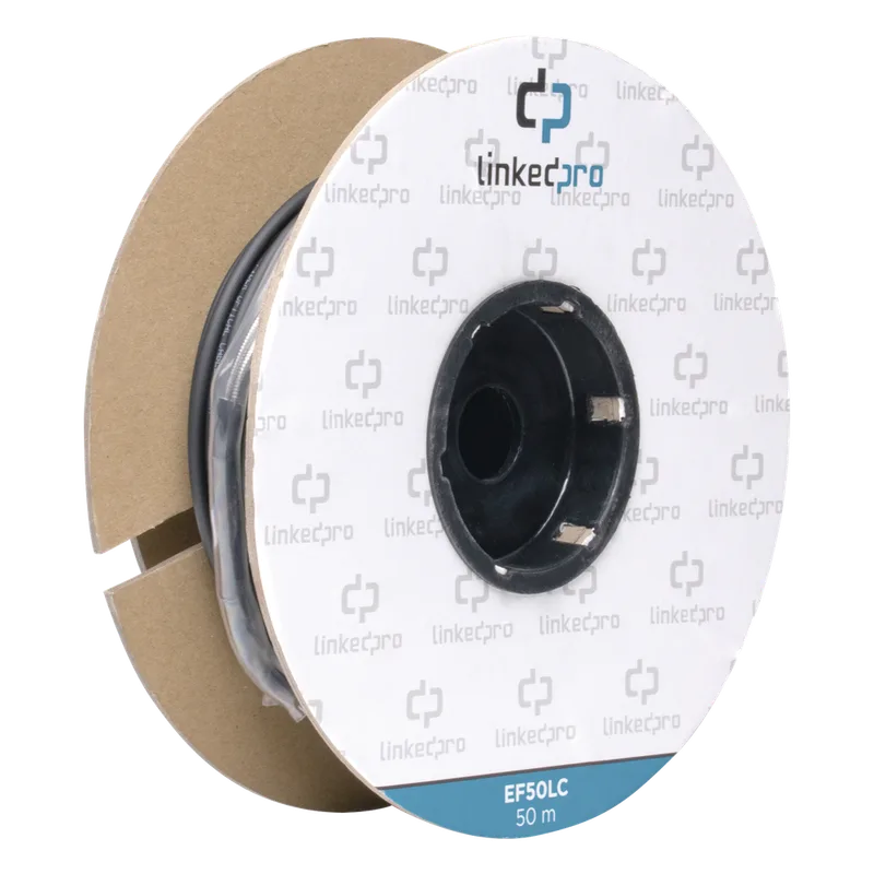 Carrete de Fibra Óptica Monomodo con Conectores LC-LC Duplex, Reforzada con Kevlar, de 50 Metros (164.04 Pies), Para Instalaciones Subterráneas por Tubería LINKEDPRO BY EPCOM EF-50-LC