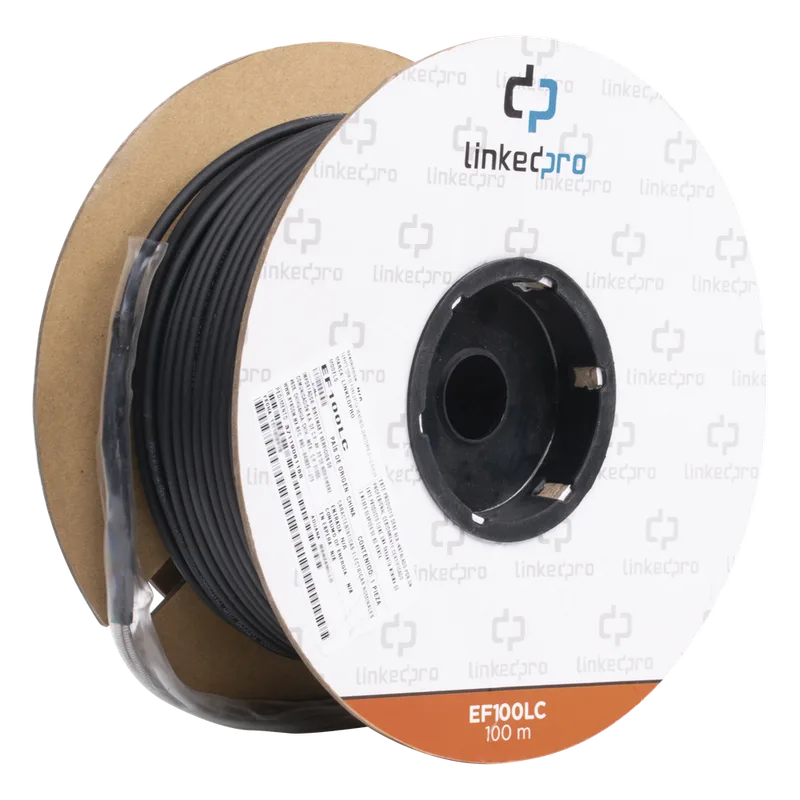 Carrete de Fibra Óptica Monomodo con Conectores LC-LC Duplex, Reforzada con Kevlar, de 100 Metros (328.08 Pies), Para Instalaciones Subterráneas por Tubería LINKEDPRO BY EPCOM EF-100-LC