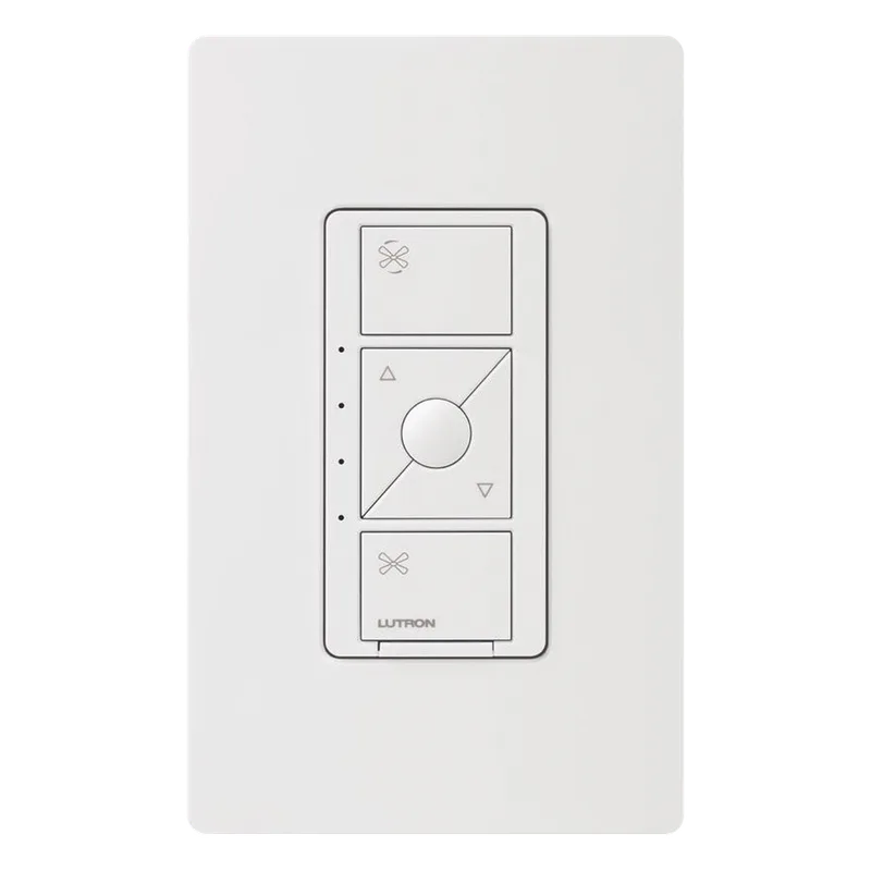Control de velocidad inalámbrico Caseta Wireless para ventilador de techo de paletas, 120 V, 1.5 A, unipolar, requiere neutro, color blanco LUTRON CASETA WIRELESS PDFSQNWH