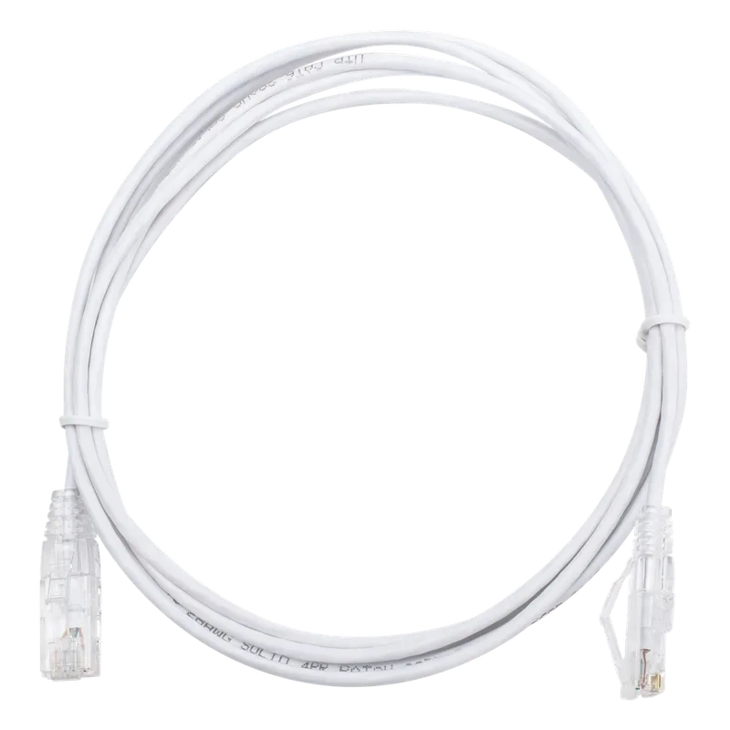 Cable de Parcheo Slim UTP Cat6 - 2 Metros (6.56 Pies) Blanco Diámetro Reducido (28 AWG) LINKEDPRO BY EPCOM LP-UT6-200-WH28