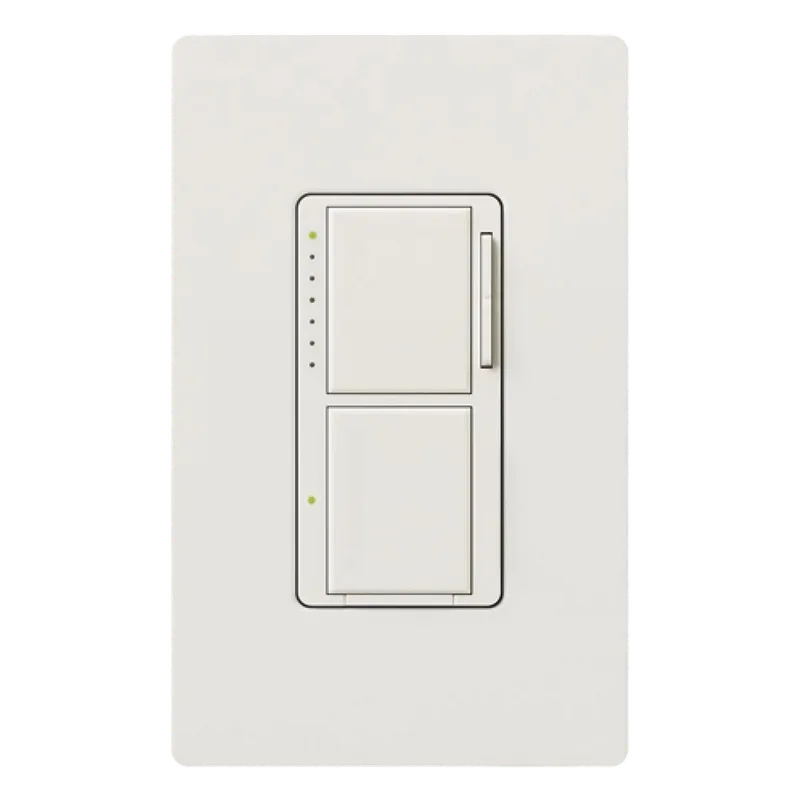 Atenuador e interruptor doble Maestro en un solo espacio de pared, canal atenuador de 300 W incandescente/halógeno y canal interruptor de 2.5 A para luz o ventilador, 120 V LUTRON ELECTRONICS MAL3S25SW
