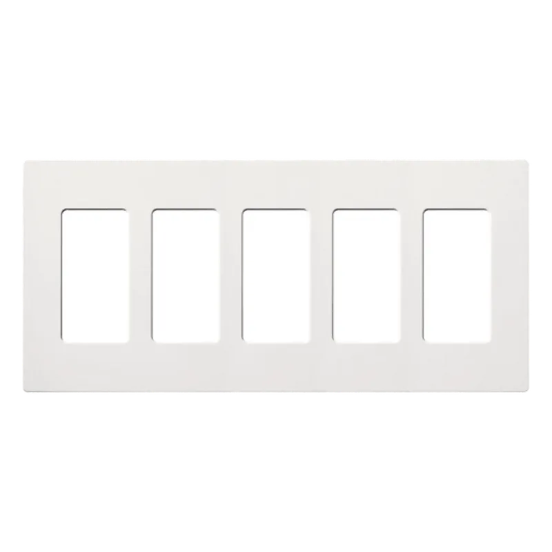 Placa de pared de 5 espacios sin tornillos, acabado satinado color Snow, para atenuadores e interruptores Maestro, Diva, Skylark y controles Pico LUTRON ELECTRONICS SC-5-SW
