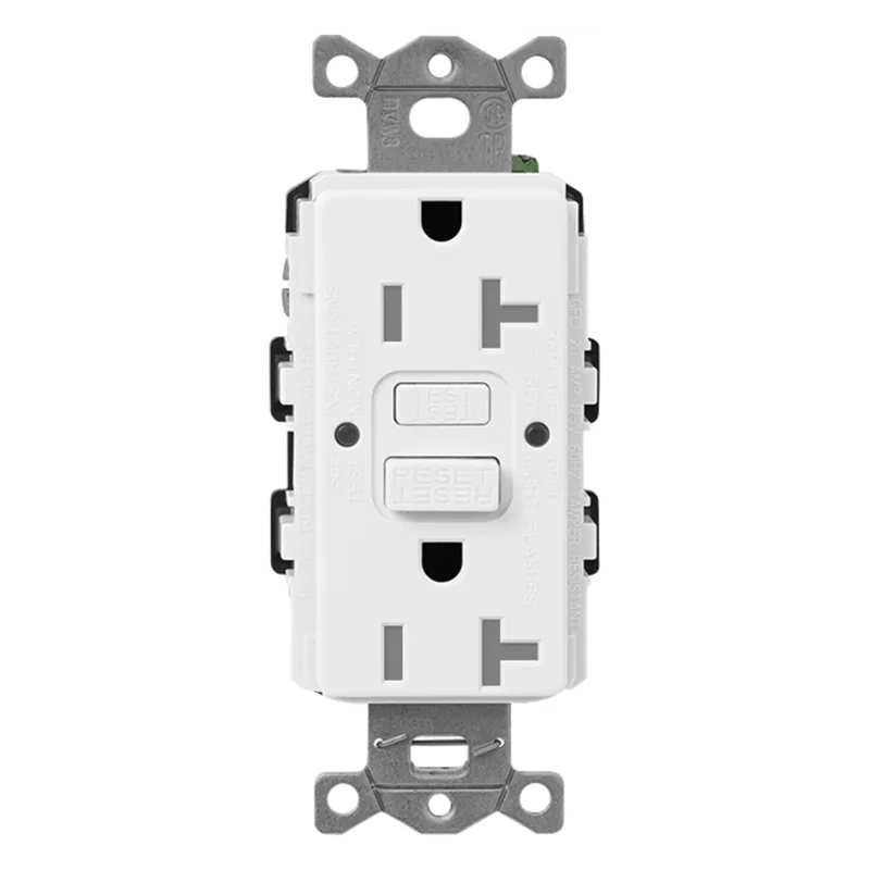 Receptáculo dúplex GFCI autocomprobante de 15 A y 125 V, resistente a manipulaciones, con LED indicador de estado, acabado satinado color Snow LUTRON ELECTRONICS SCR-15-GFST-SW-L